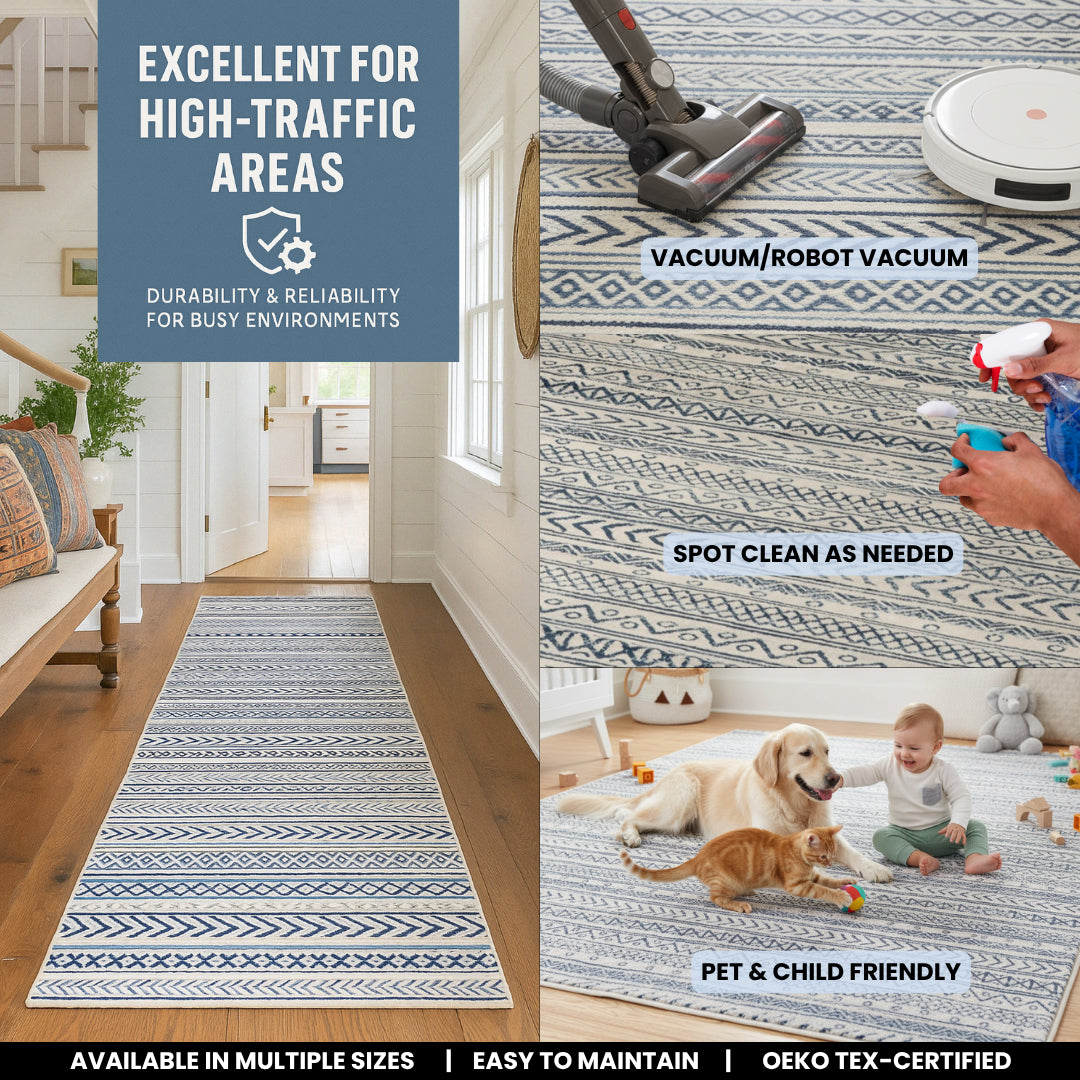 Havana Boho Contemporary Blue Rug