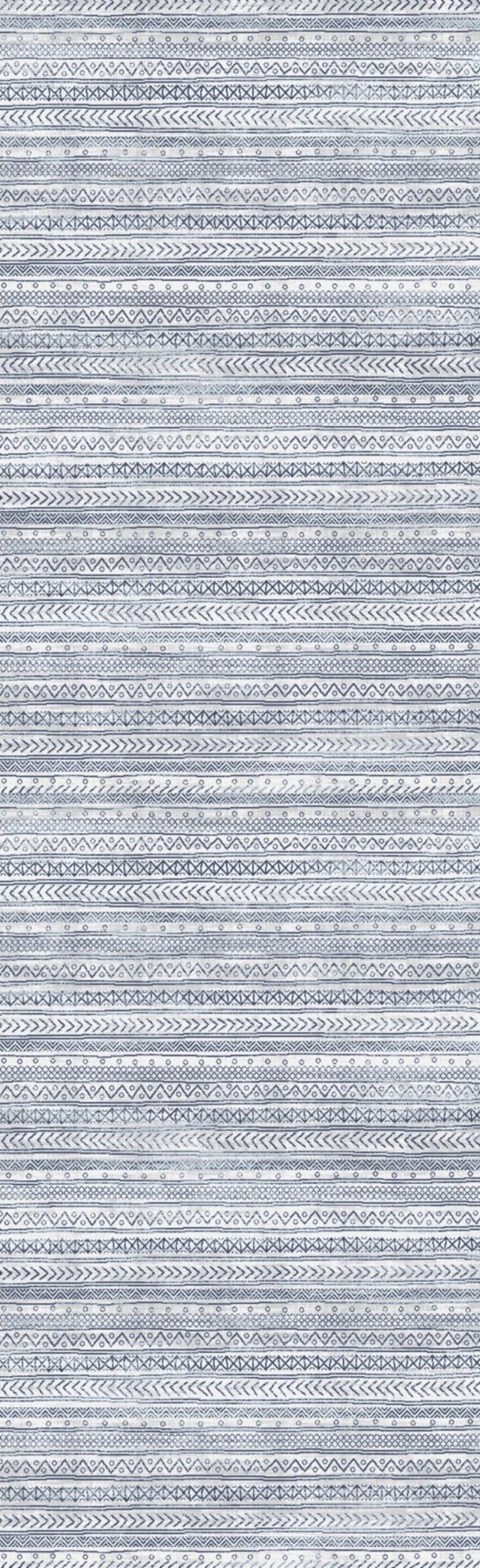 Tapis bleu contemporain Havana Boho
