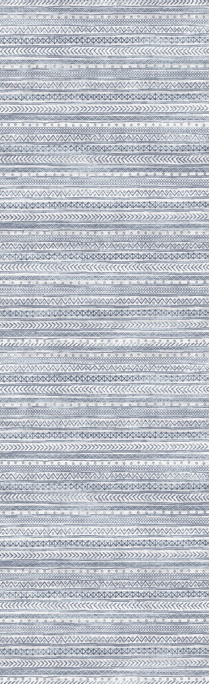 Tapis bleu contemporain Havana Boho