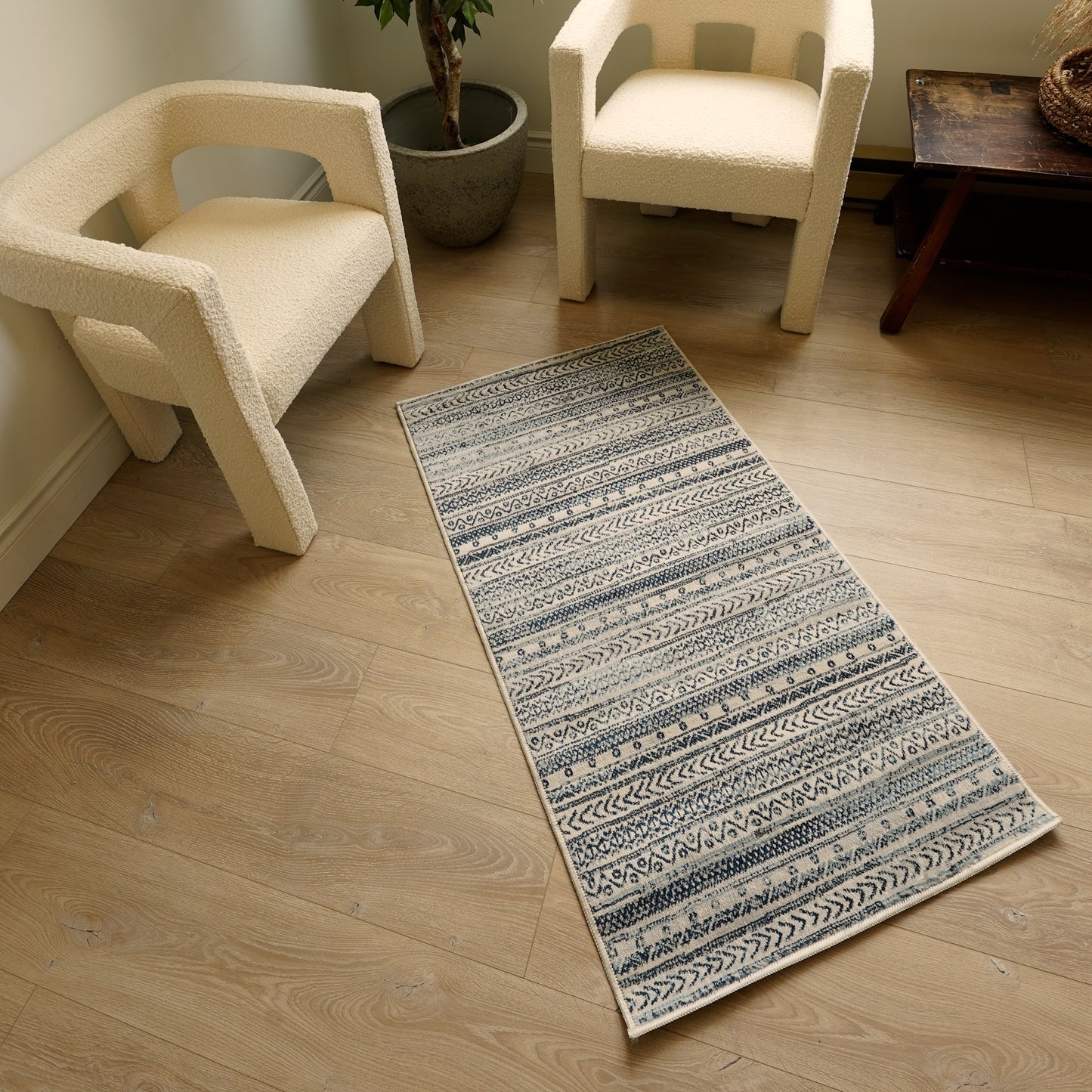 Azura Boho Contemporary Blue Indoor Rug