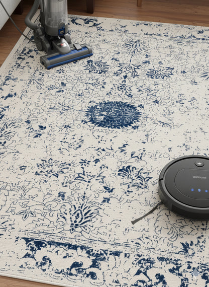 Alfombra azul contemporánea de transición Havana