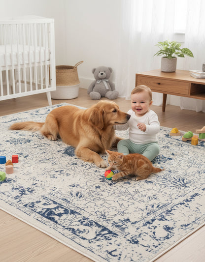 Alfombra azul contemporánea de transición Havana