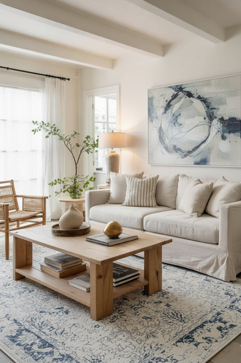 Alfombra azul contemporánea de transición Havana