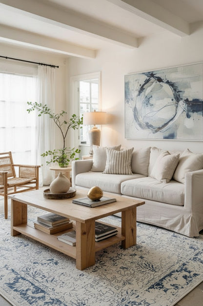 Alfombra azul contemporánea de transición Havana