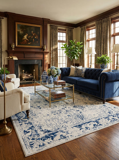 Havana Transitional Contemporary Blue Rug