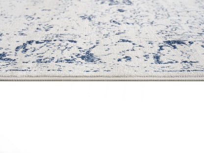 Tapis bleu contemporain transitionnel Havana