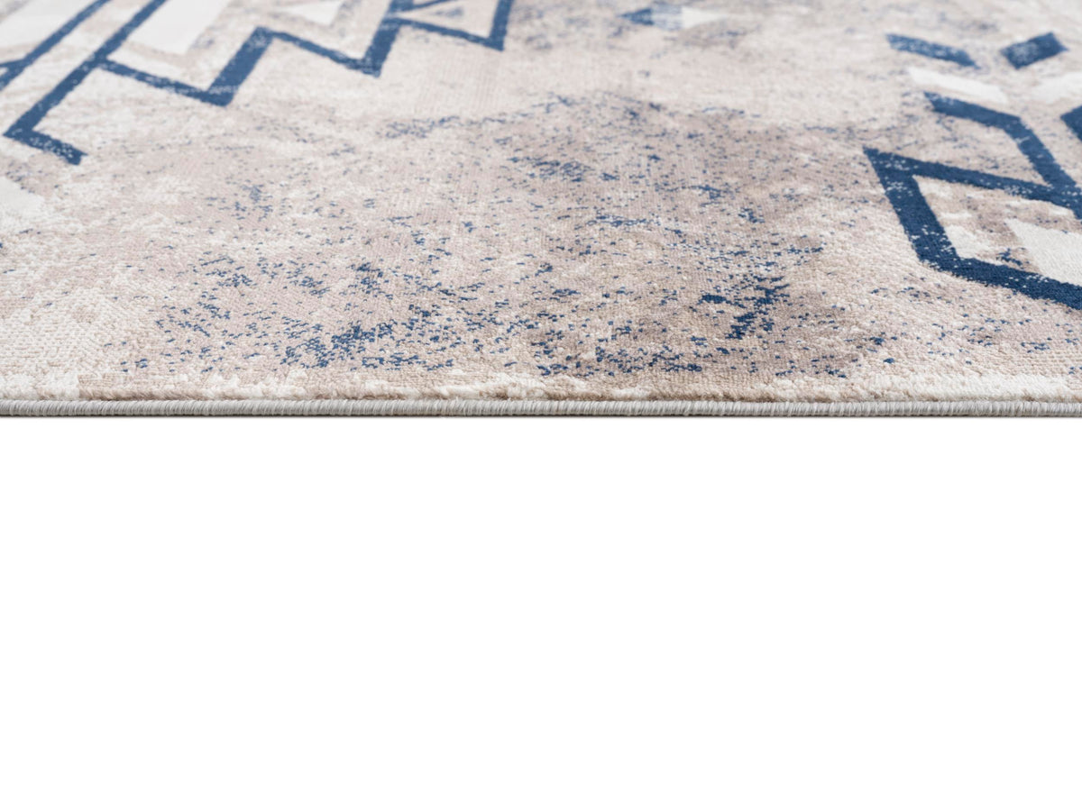 Nava Southwestern Contemporary Blue and Beige Indoor Rug