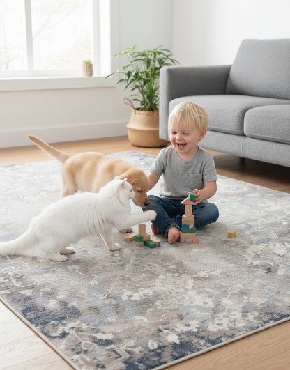 Havana Abstract Contemporary Blue Rug