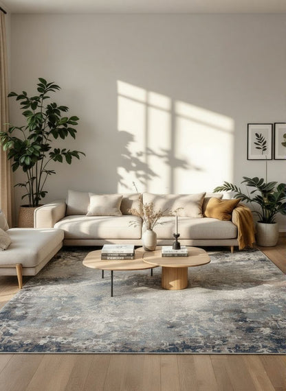 Havana Abstract Contemporary Blue Rug