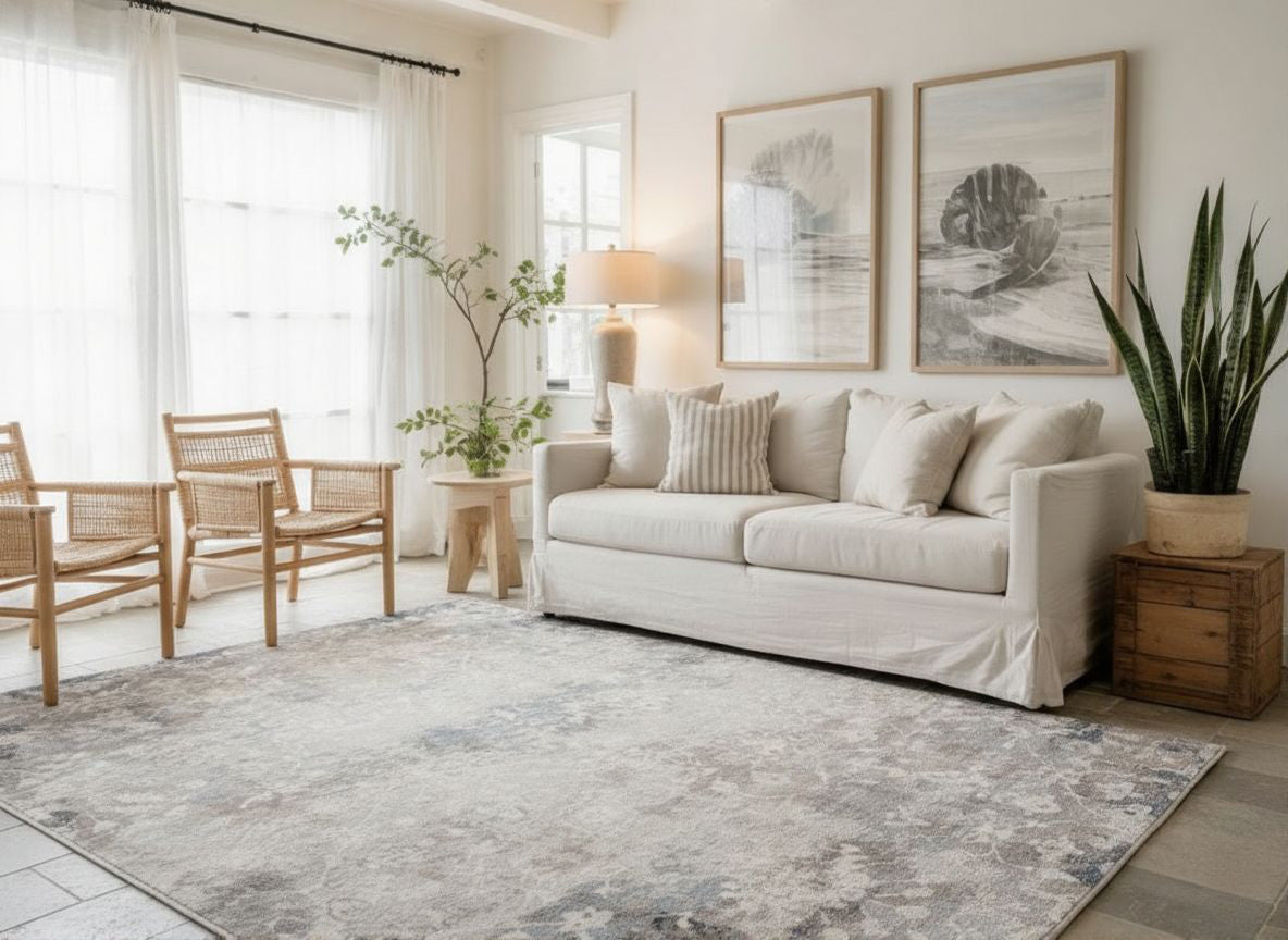 Havana Abstract Contemporary Blue Rug