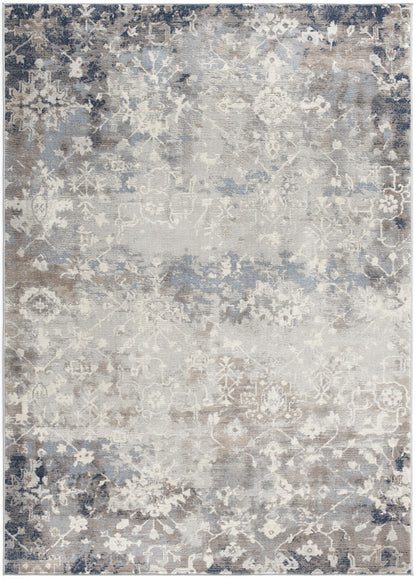 Sahir Oriental Contemporary Blue Indoor Rug