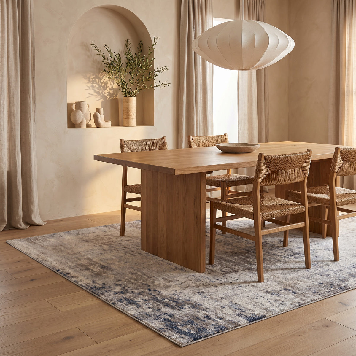 Maru Abstract Contemporary Blue Indoor Rug
