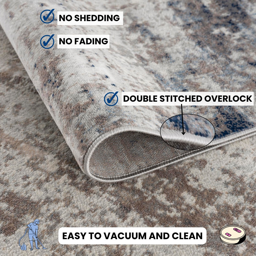 Maru Abstract Contemporary Blue Indoor Rug