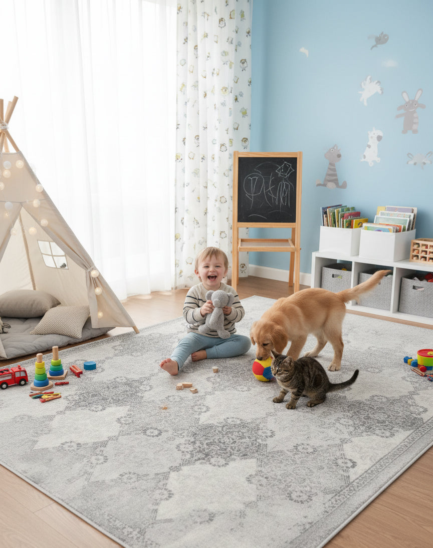 Alfombra marroquí contemporánea gris Havana