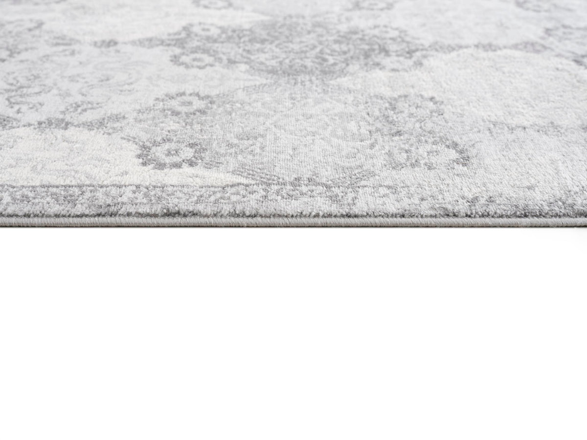 Nazira Damask Contemporary Grey Indoor Rug