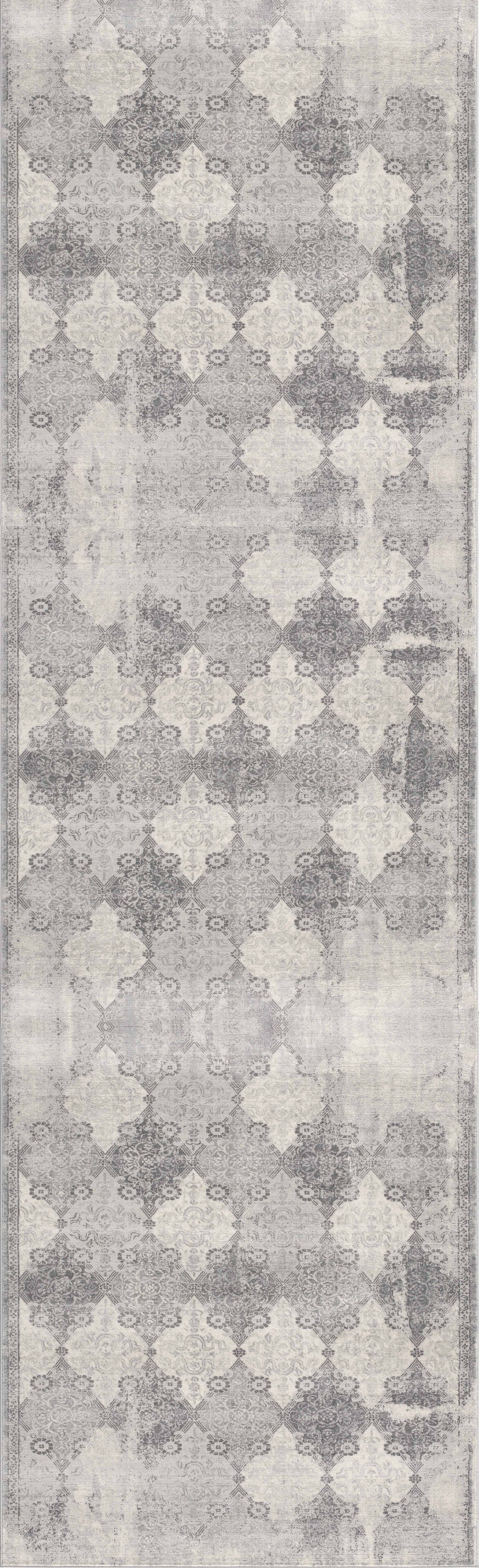 Nazira Damask Contemporary Grey Indoor Rug