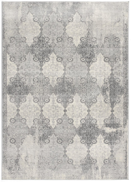 Nazira Damask Contemporary Grey Indoor Rug