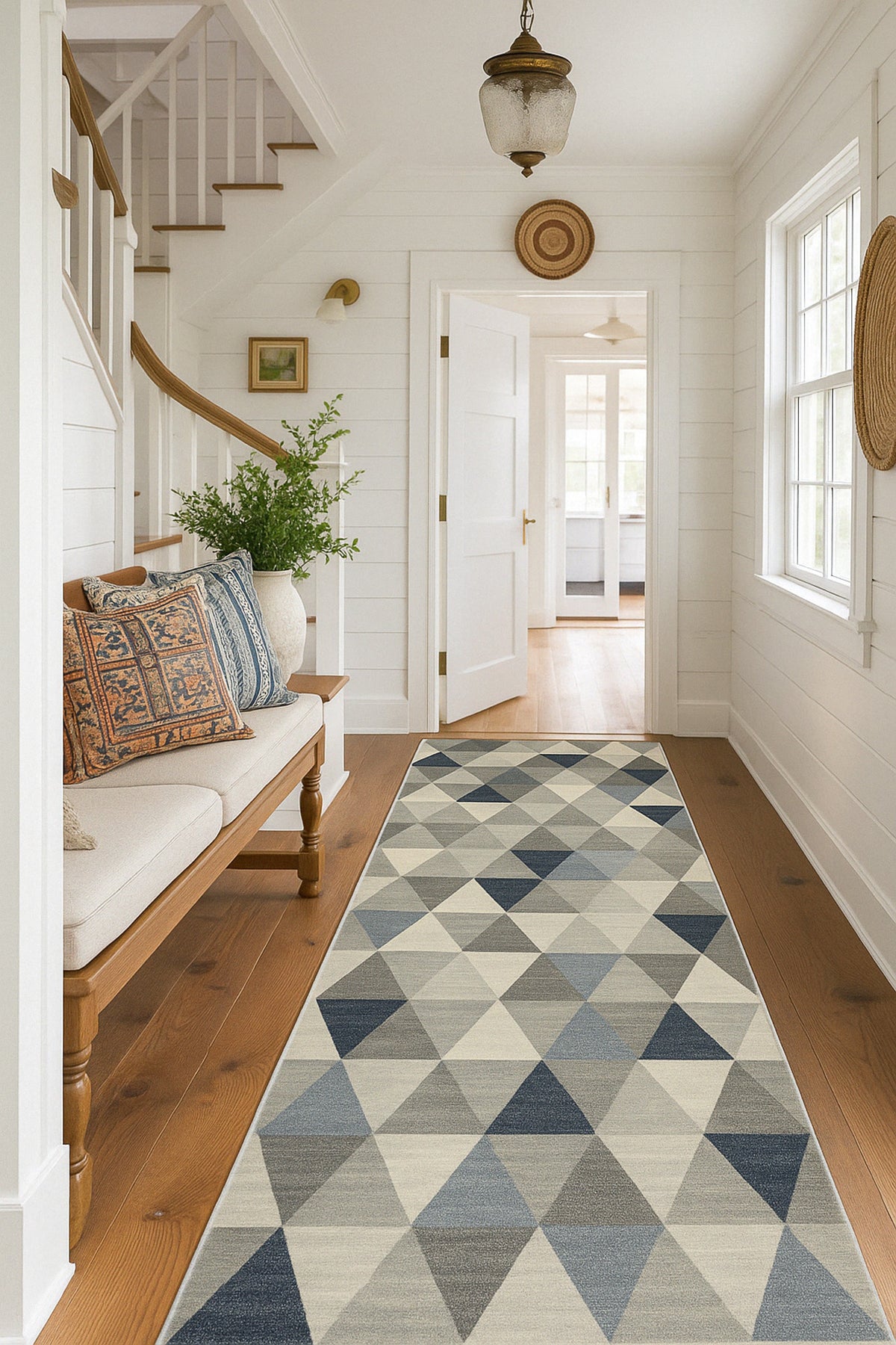Eldin Geometric Contemporary Blue Indoor Rug