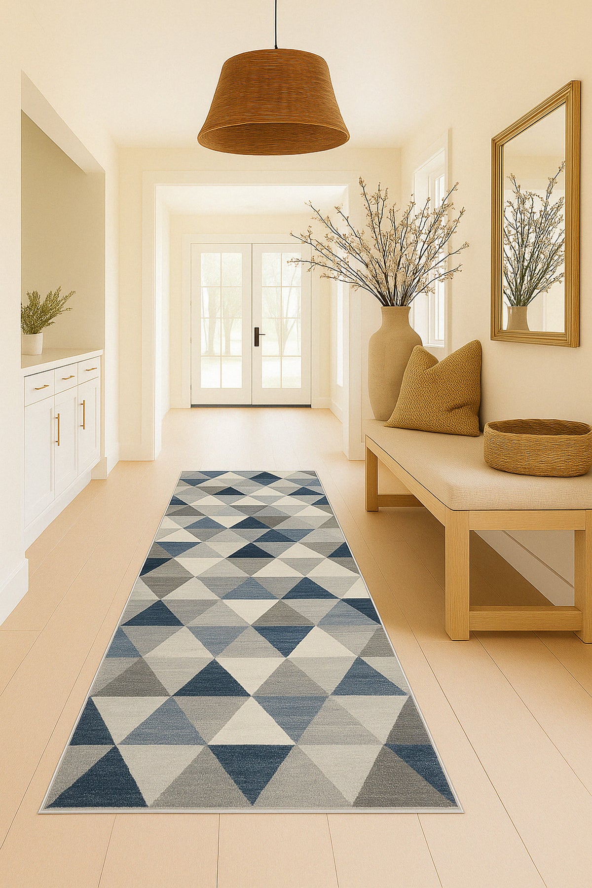 Eldin Geometric Contemporary Blue Indoor Rug