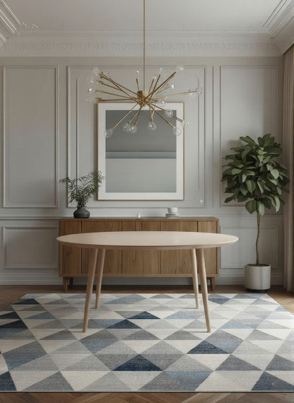 Tapis bleu côtier géométrique Havana