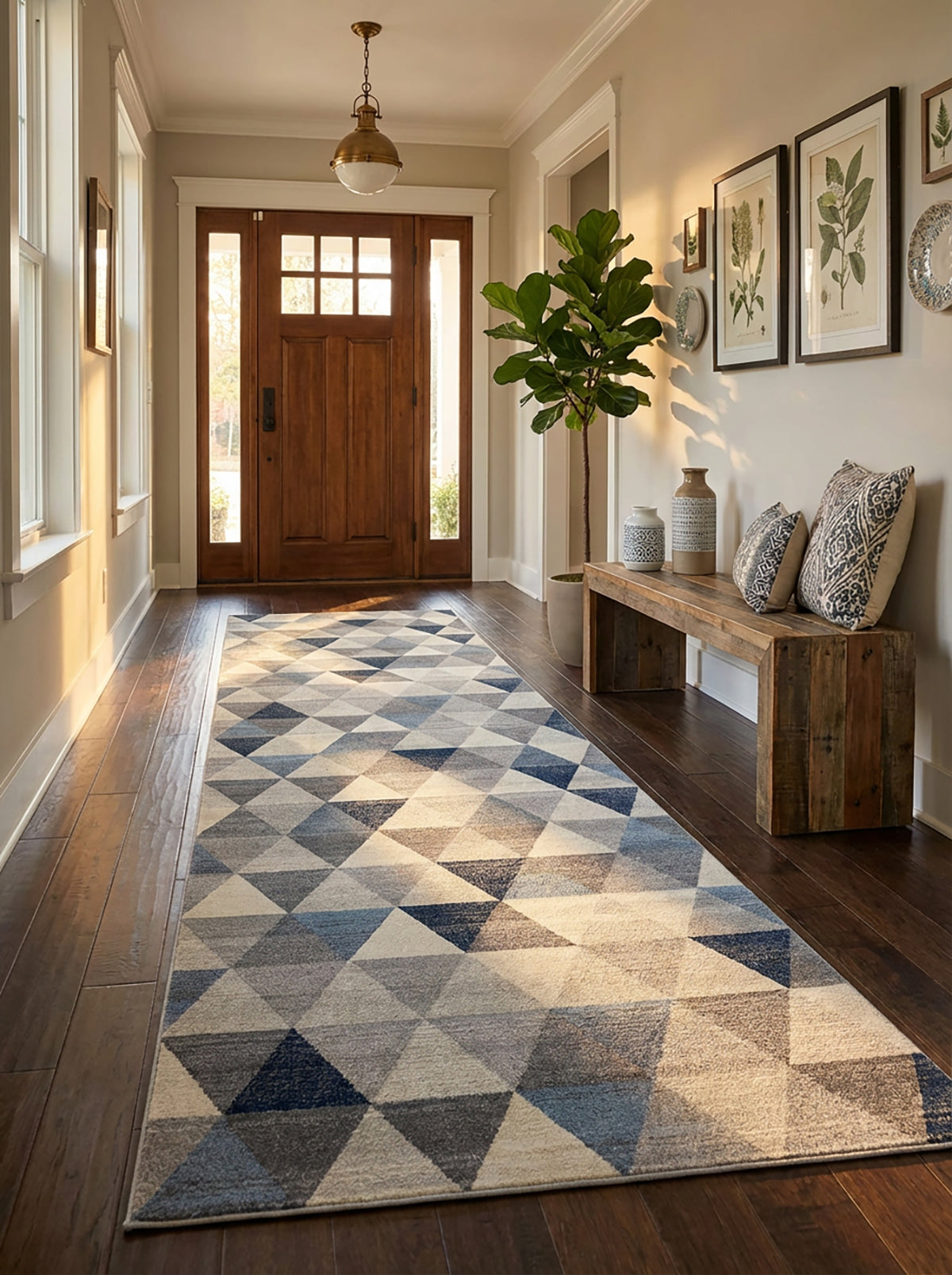 Eldin Geometric Contemporary Blue Indoor Rug