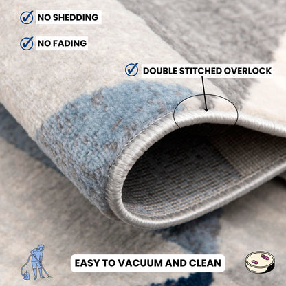 Tapis bleu côtier géométrique Havana