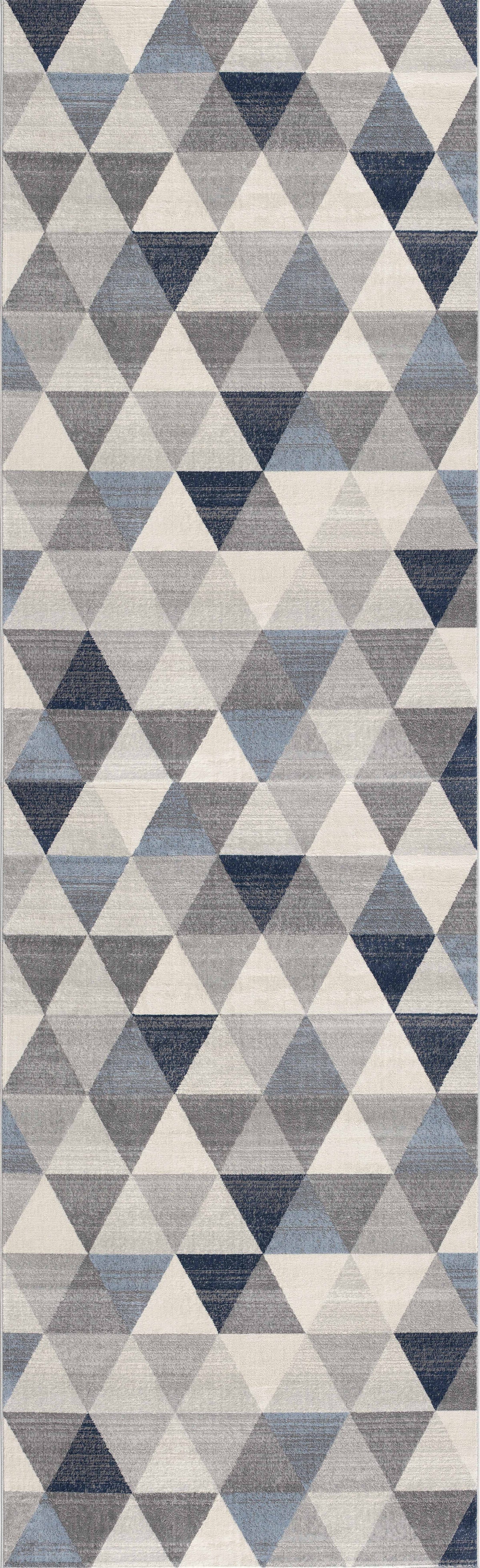 Tapis Eldin géométrique contemporain bleu