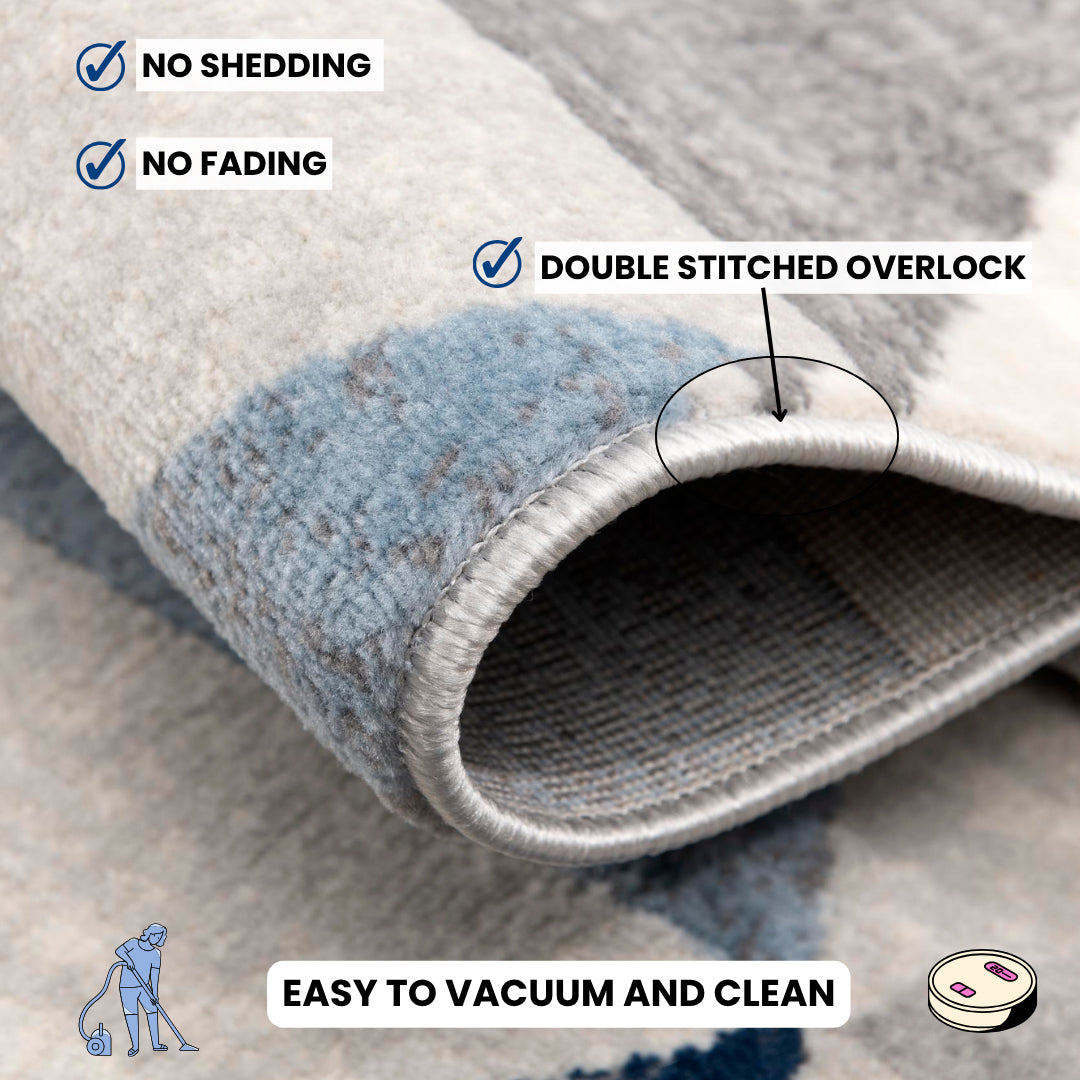 Eldin Geometric Contemporary Blue Indoor Rug