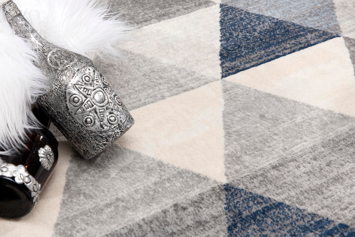 Eldin Geometric Contemporary Blue Indoor Rug