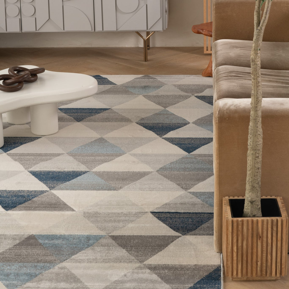 Eldin Geometric Contemporary Blue Indoor Rug