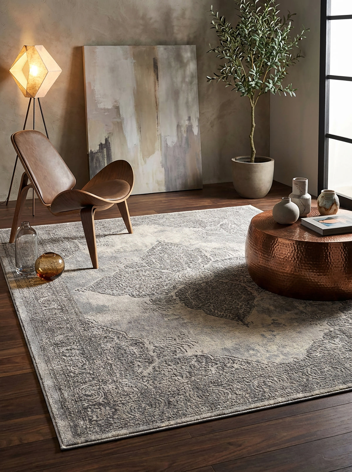 Soraya Medallion Floral Grey Indoor Rug