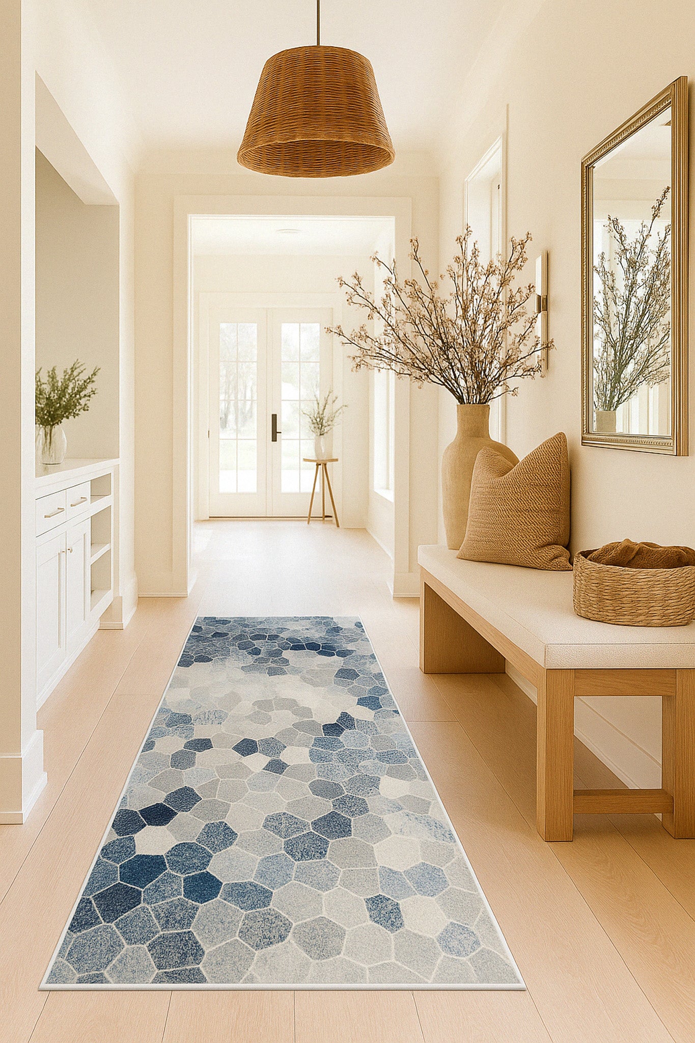 Havana Geometric Contemporary Blue Rug