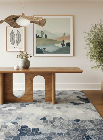 Havana Geometric Contemporary Blue Rug