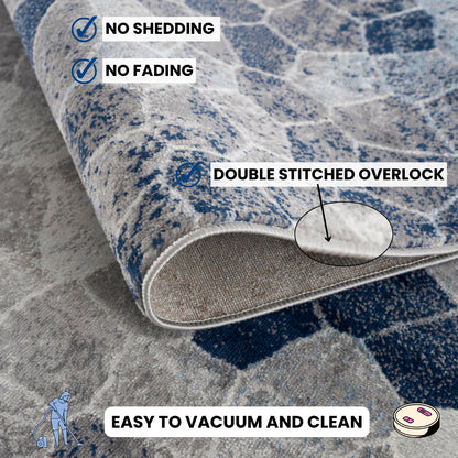 Havana Geometric Contemporary Blue Rug