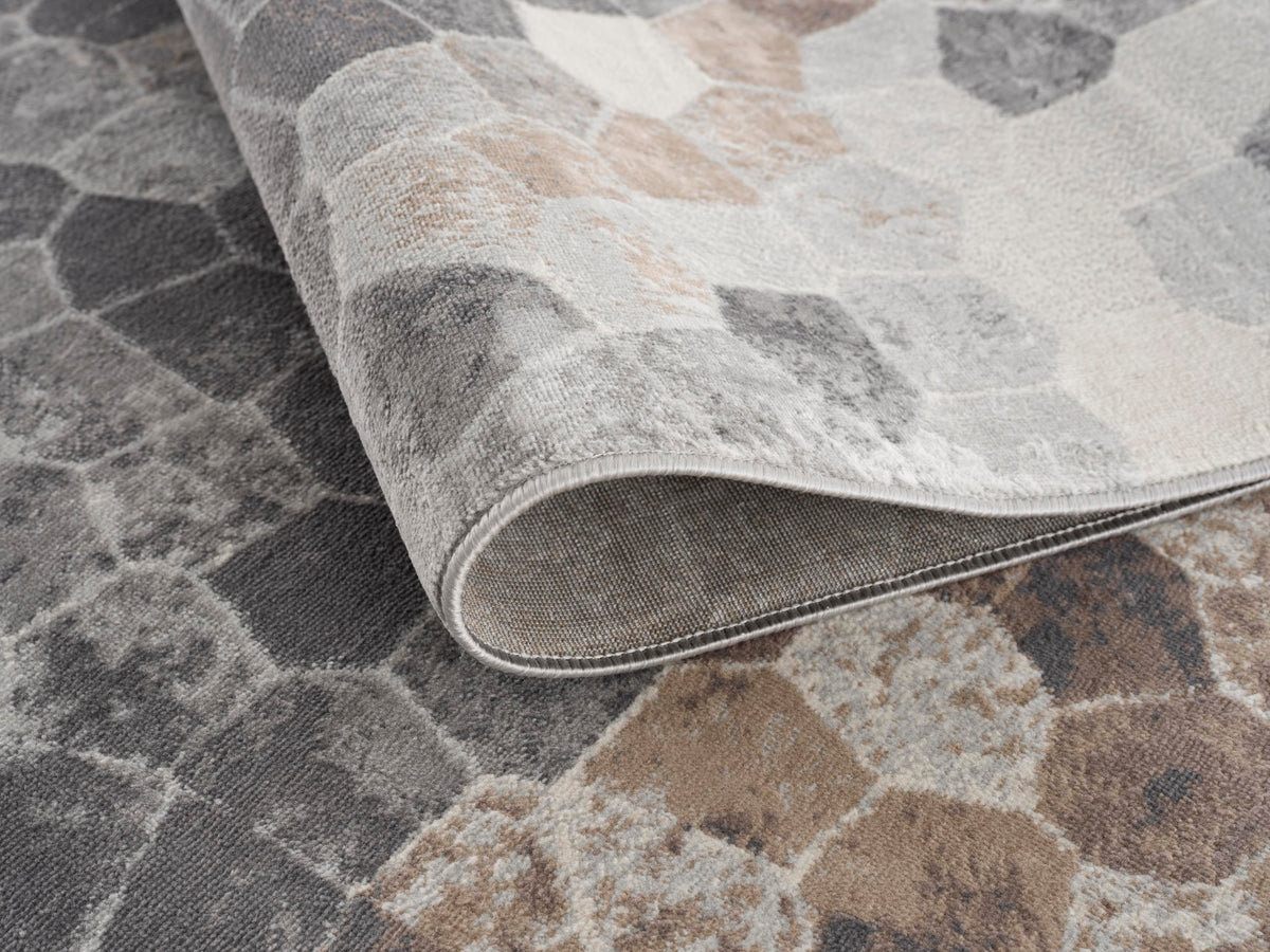 Tapis Zahra mosaïque effet pierre gris