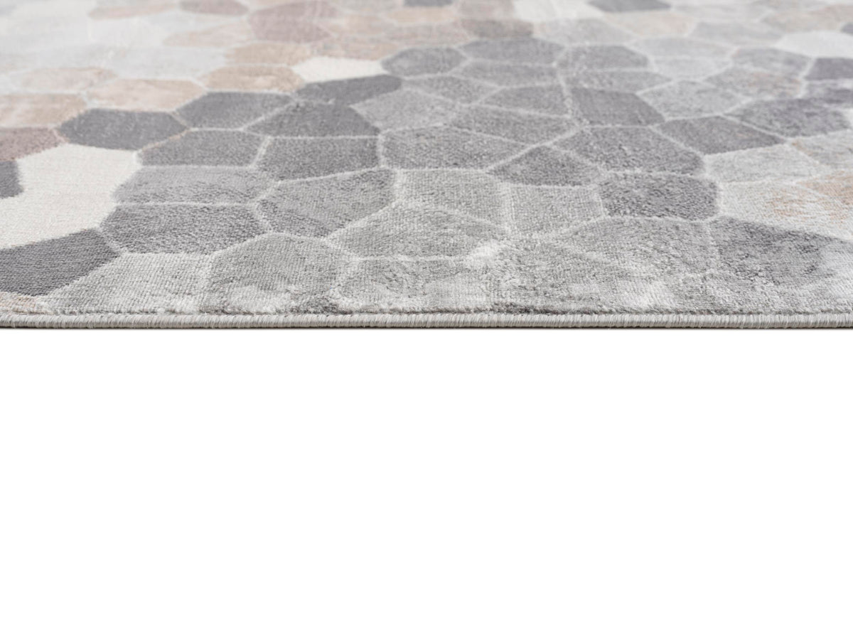 Tapis Zahra mosaïque effet pierre gris