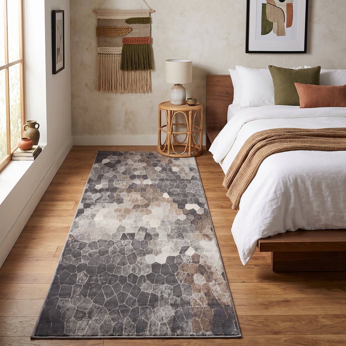 Tapis Zahra mosaïque effet pierre gris