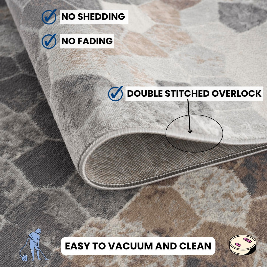 Zahra Mosaic Stone Grey Indoor Rug