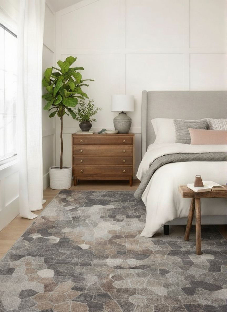 Alfombra geométrica contemporánea gris Havana