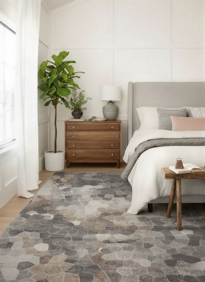 Alfombra geométrica contemporánea gris Havana