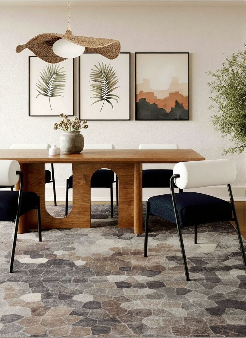 Alfombra geométrica contemporánea gris Havana