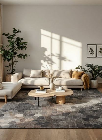 Alfombra geométrica contemporánea gris Havana