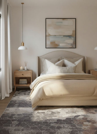 Alfombra geométrica contemporánea gris Havana