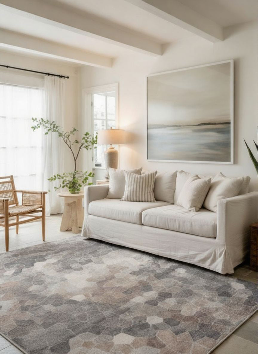 Alfombra geométrica contemporánea gris Havana