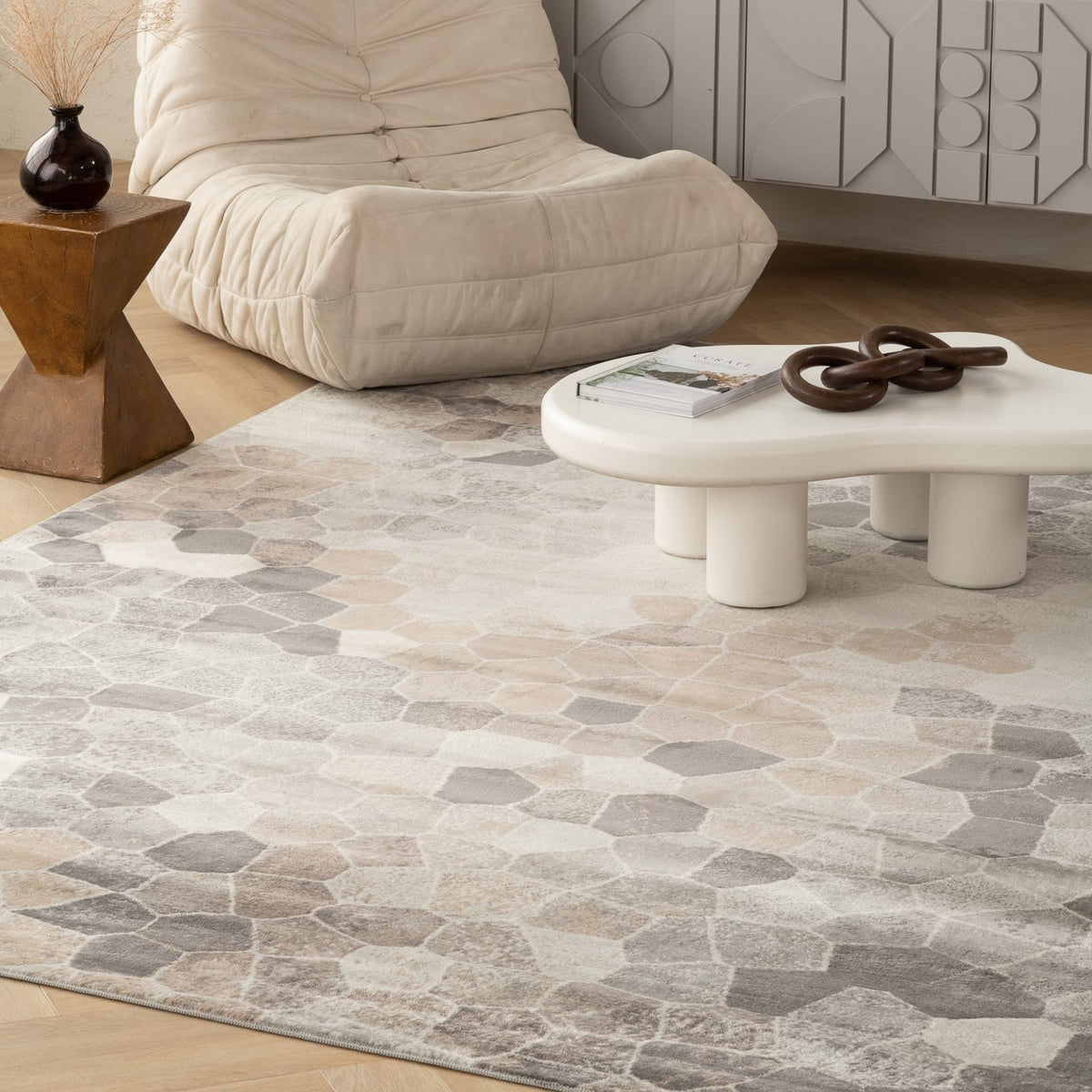 Zahra Mosaic Stone Grey Indoor Rug
