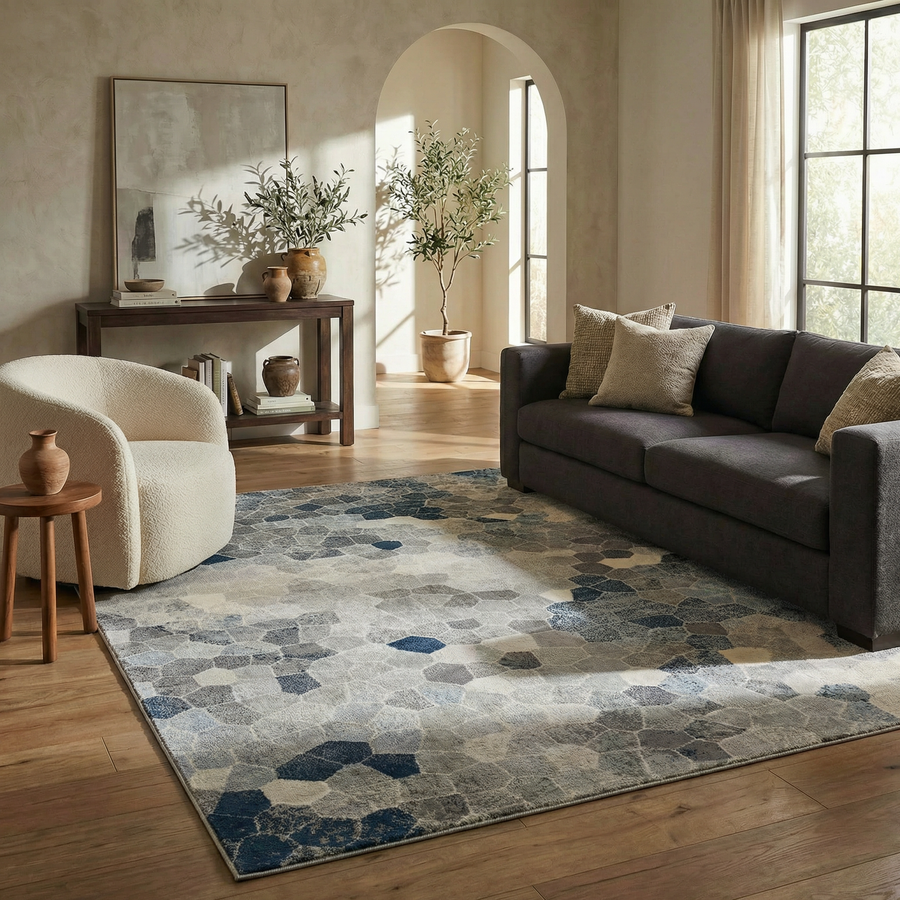 Zahra Mosaic Stone Blue Indoor Rug