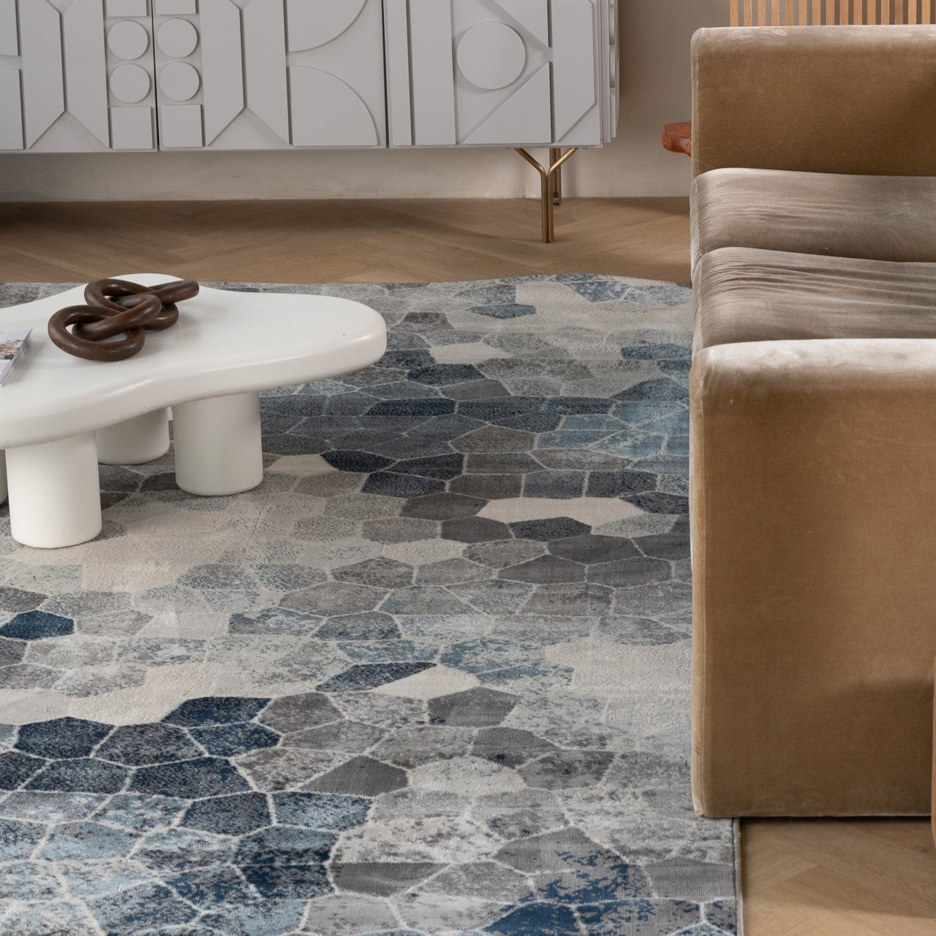 Havana Geometric Contemporary Blue Rug