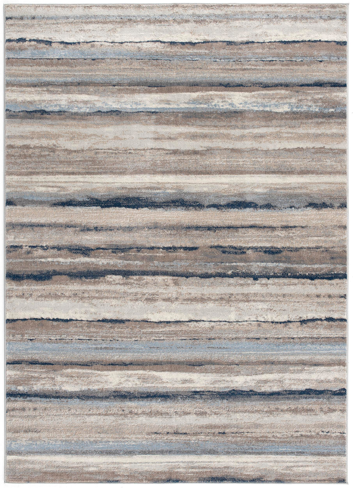 Rimal Abstract Contemporary Blue and Brown Indoor Rug