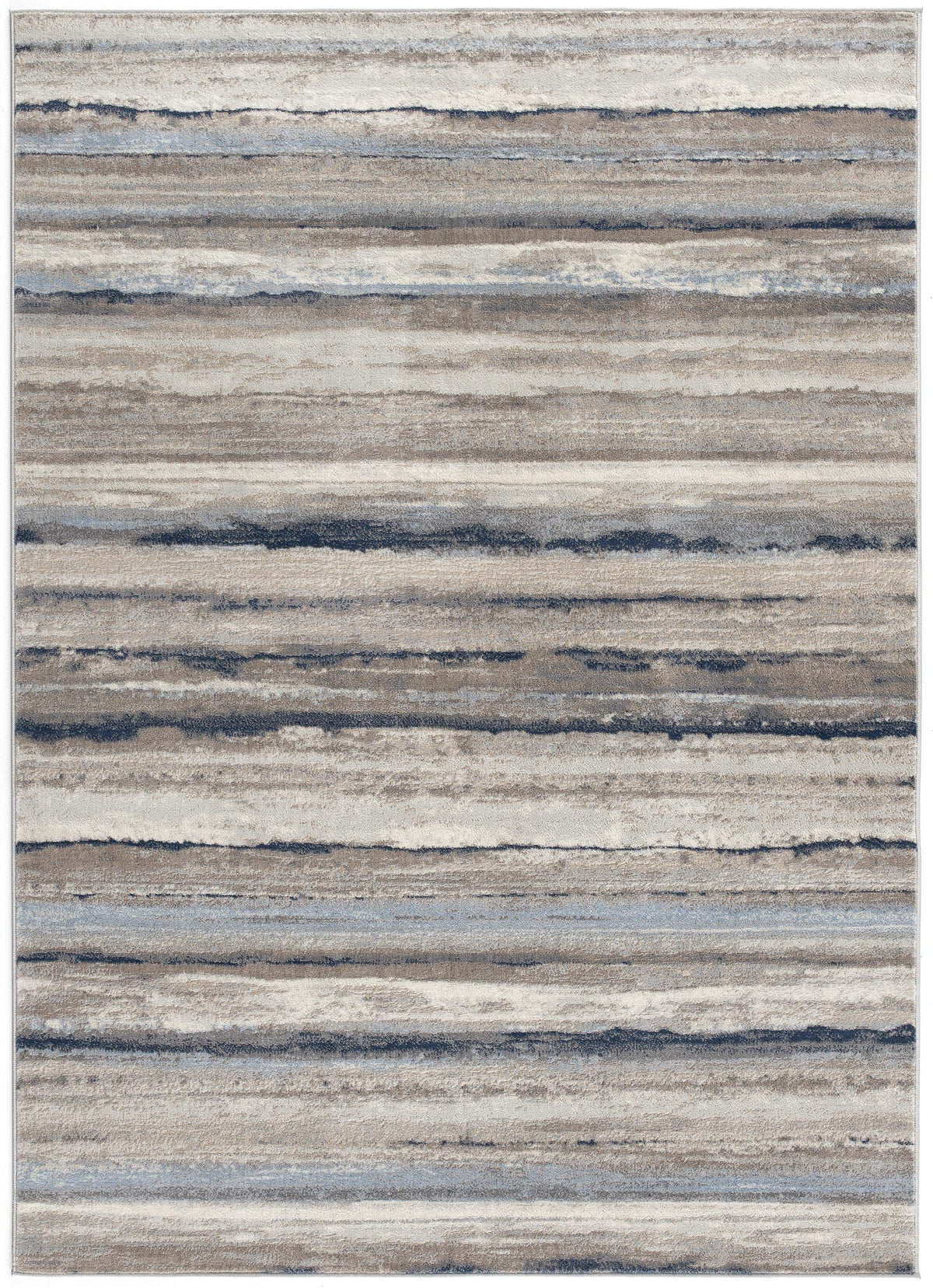 Rimal Abstract Contemporary Blue and Brown Indoor Rug