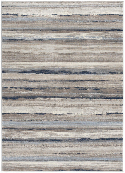 Rimal Abstract Contemporary Blue and Brown Indoor Rug